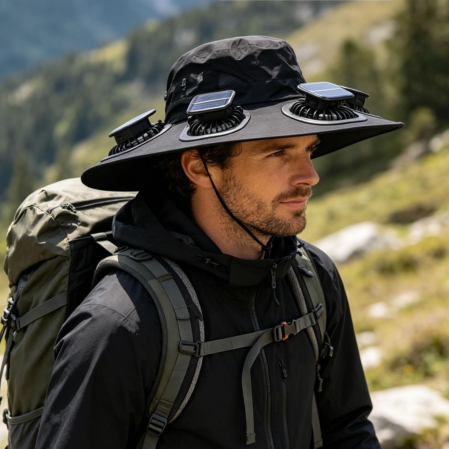 Sun Hat Wide Brim - หมวกกันแดดพัดลม 6 ใบพัด รุ่น 2026 สำหรับฤดูร้อน