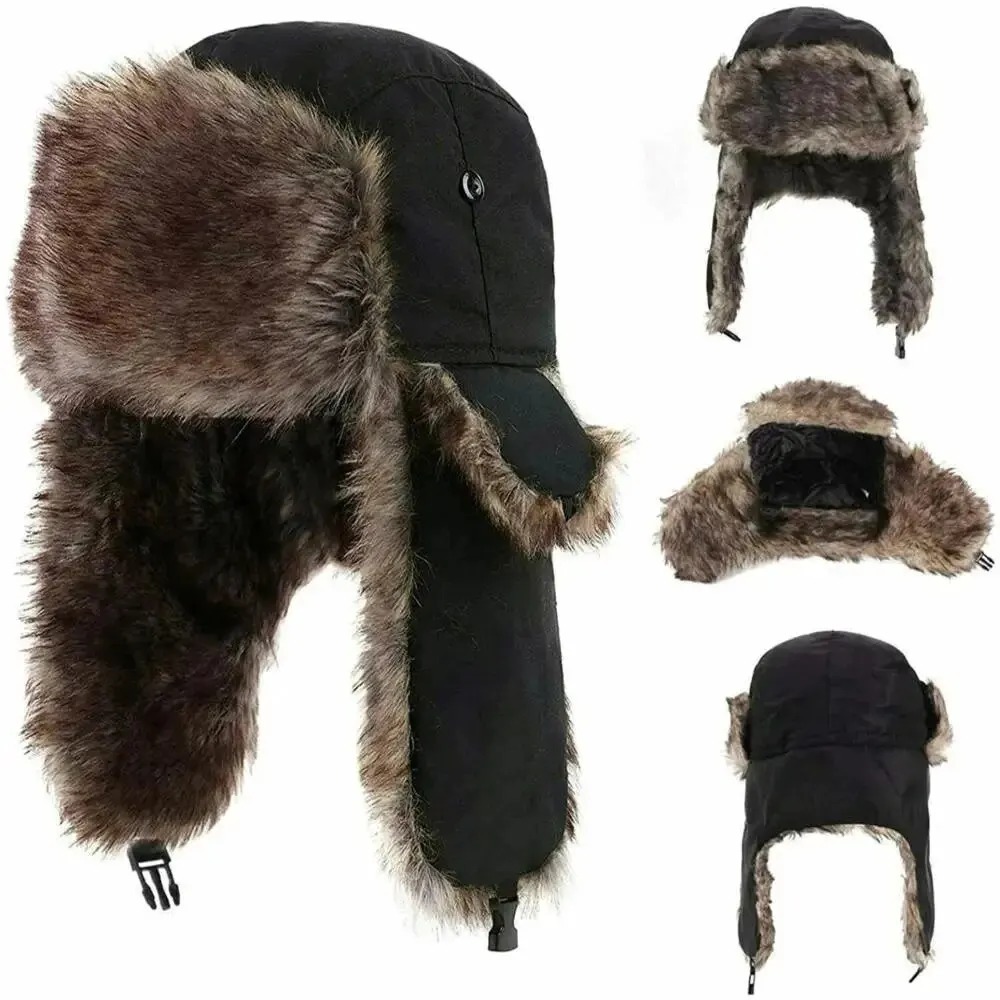 Winter Trapper Hat - หมวกกันหนาวแบบรัสเซียสำหรับผู้ชาย มีที่ปิดหู กันน้ำ เหมาะสำหรับเล่นสกี พร้อมที่ป้องกันหู