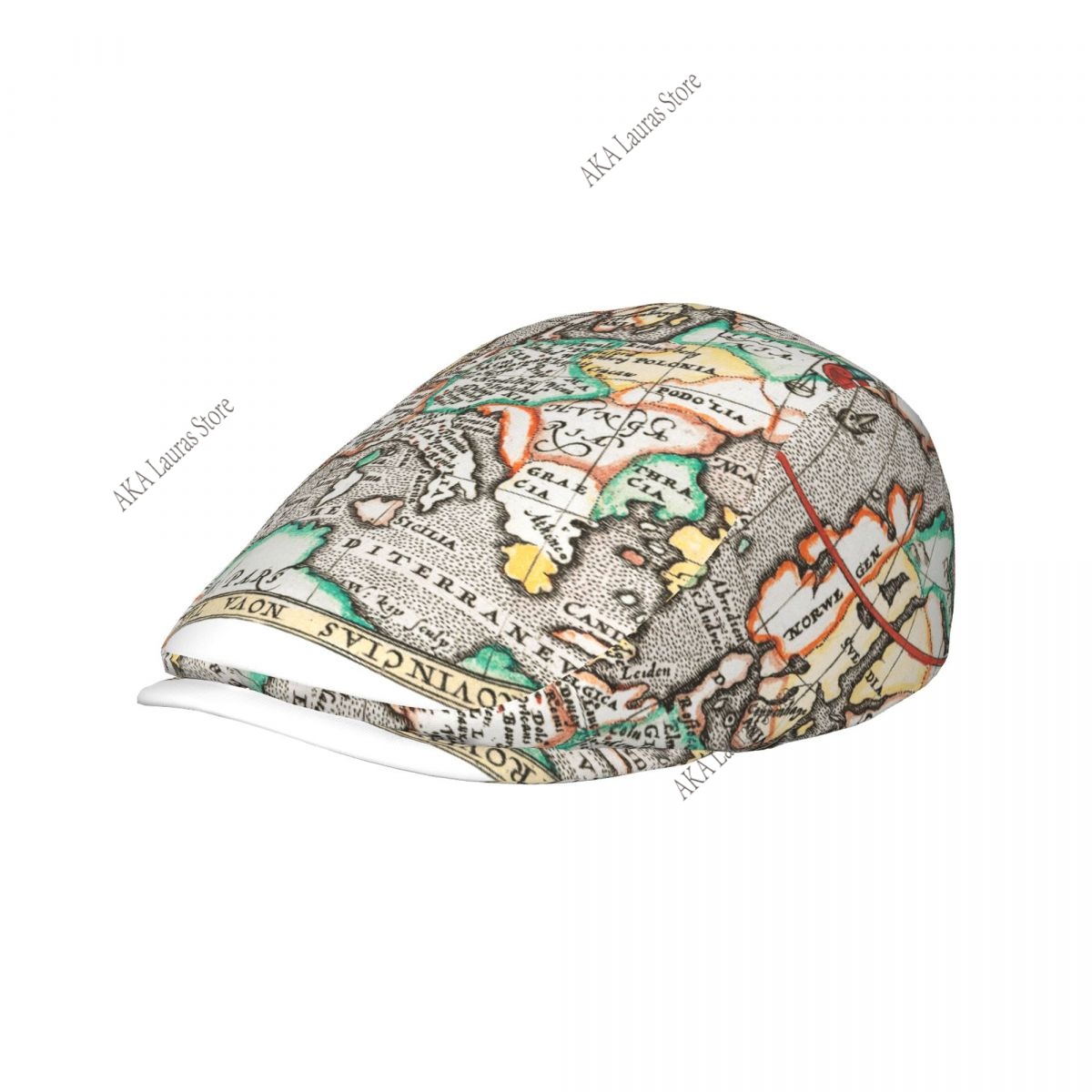 Newsboy Cap Ivy - หมวกทรงนักข่าว หมวกทรงแปดเหลี่ยมสไตล์พีคกี้ หมวกวินเทจลำลอง หมวกเบเร่ต์ลายแผนที่วินเทจ หมวกแก๊ตส์บี้ทรงแบน หมวกไอวี่