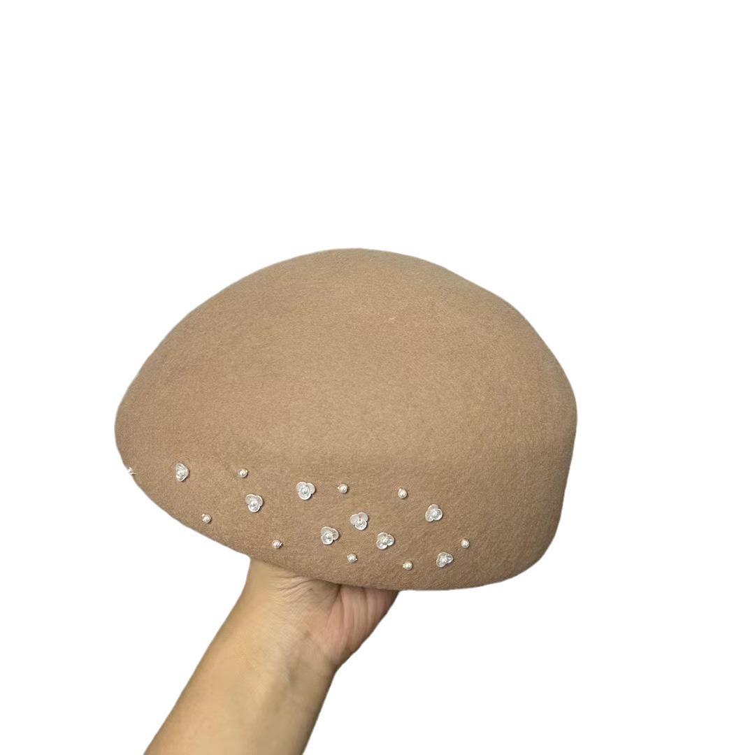 Beret French Wool - หมวกเบเร่ต์สไตล์ฝรั่งเศสสำหรับสตรีสไตล์สังคมหมวกเบเร่ต์สไตล์อังกฤษและฤดูใบไม้ร่วงฤดูหนาว