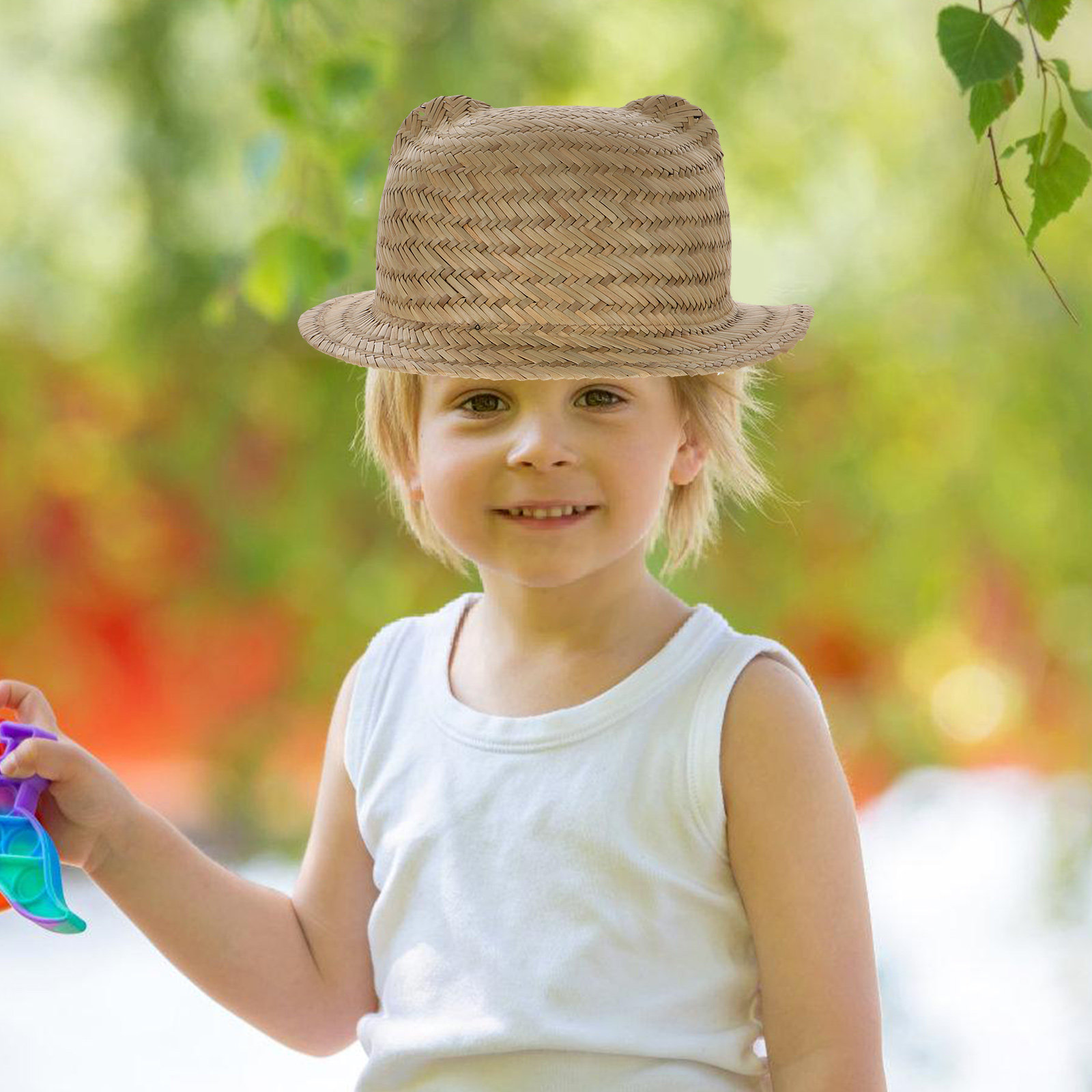 Sun Hat Wide Brim - หมวกปีกกว้างสำหรับเด็ก ทำจากฟาง ระบายอากาศได้ดี ป้องกันรังสียูวี เหมาะสำหรับชายหาด ปิกนิก