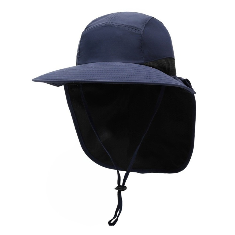 Bucket Hat Cotton - หมวกกันแดดปีกกว้างแบบเรียบง่าย ป้องกันรังสียูวี พร้อมผ้าคลุมคอ หมวกชาวประมง ระบายอากาศได้ดี แห้งเร็ว