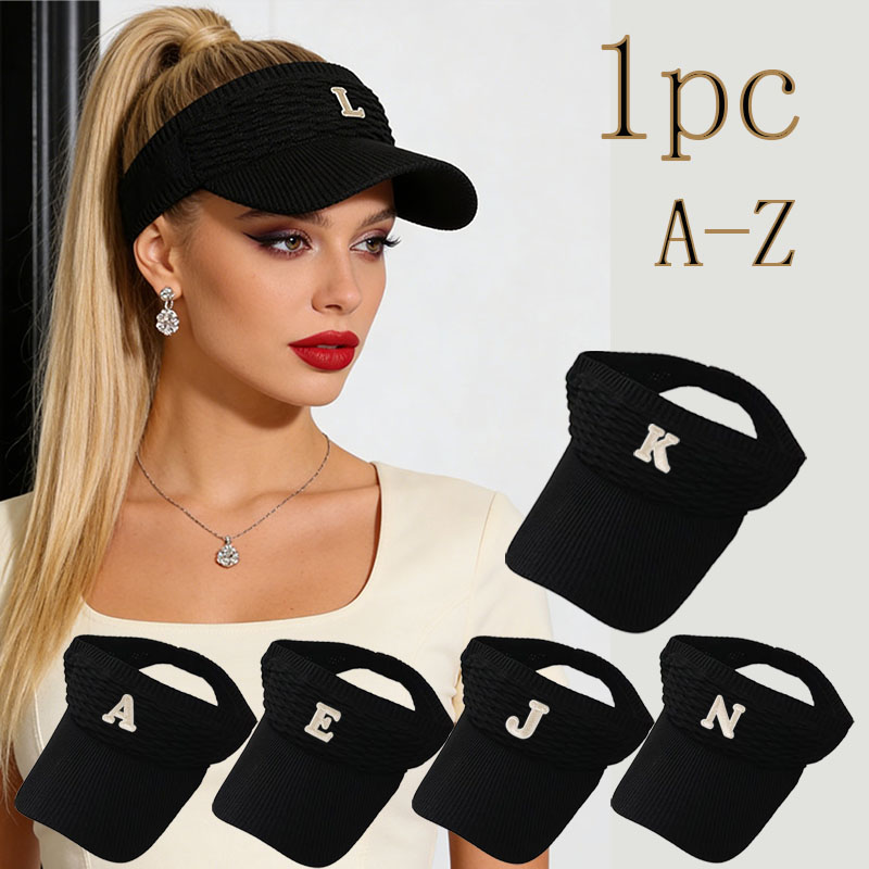 Baseball Cap Structured - หมวกแก๊ปปีกเปิดสีชมพูสำหรับผู้หญิง 1 ชิ้น ตัวอักษร A-Z หมวกกันแดดแบบเปิดด้านบน