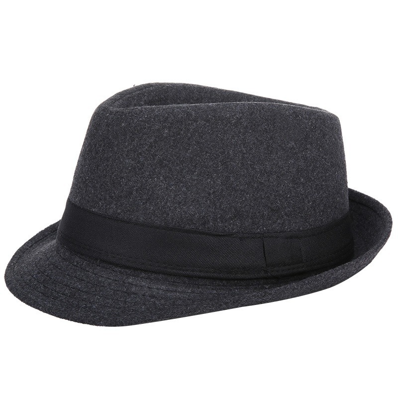 Fedora Hat Wool - หมวกเฟโดราขนสัตว์สำหรับผู้ชาย ฤดูใบไม้ร่วง ฤดูหนาว หมวกทริลบี้วินเทจกันลม อุ่นสบาย เหมาะเป็นของขวัญสำหรับคุณพ่อ