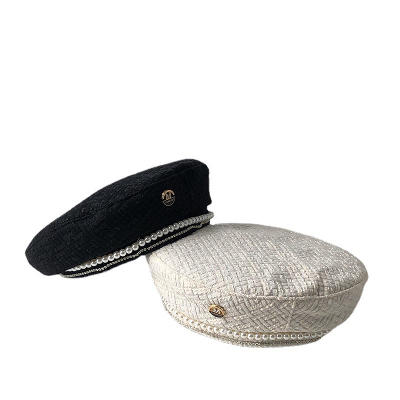 W102ฤดูหนาว Beret,โซ่,ไข่มุก,H - Beret French Wool บทวิจารณ์และราคา