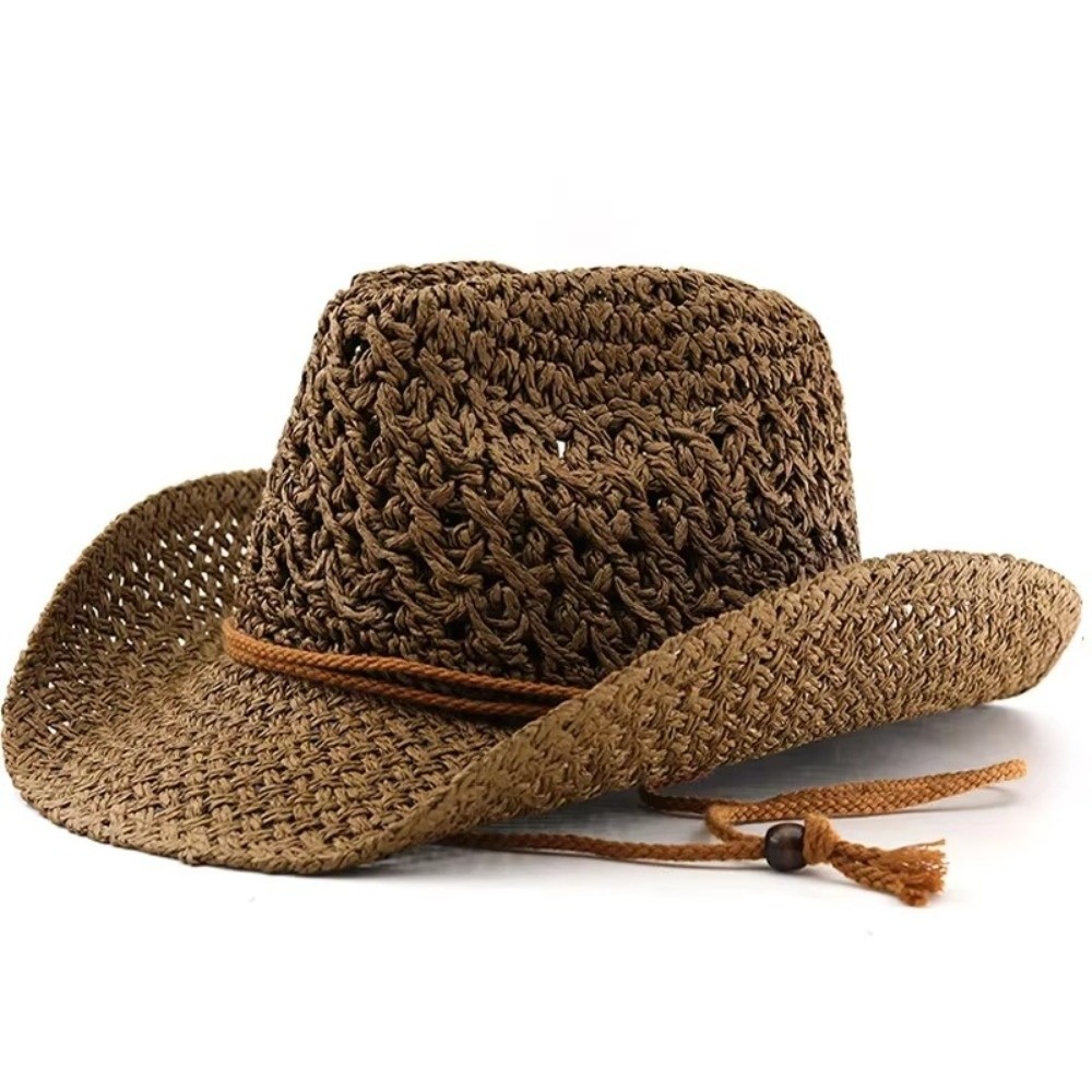 หมวกสานปีกกว้างสไตล์เรโทร ป้อง - Cowboy Hat Straw บทวิจารณ์และราคา
