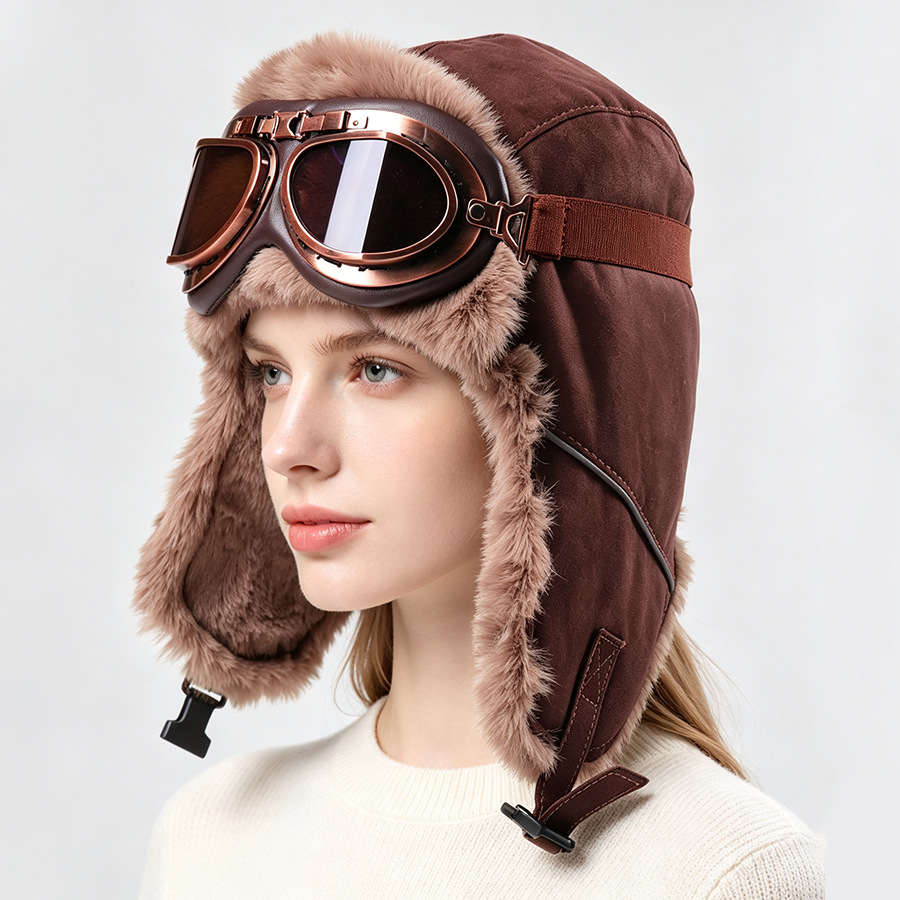 หมวกนักบินวินเทจพร้อมแว่นตา หม - Winter Trapper Hat บทวิจารณ์และราคา